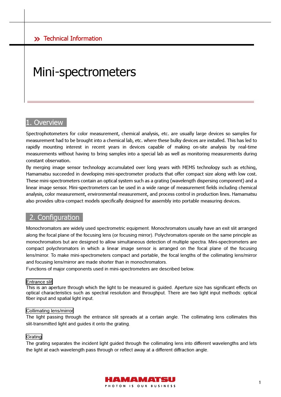 Technical information / Mini-spectrometers