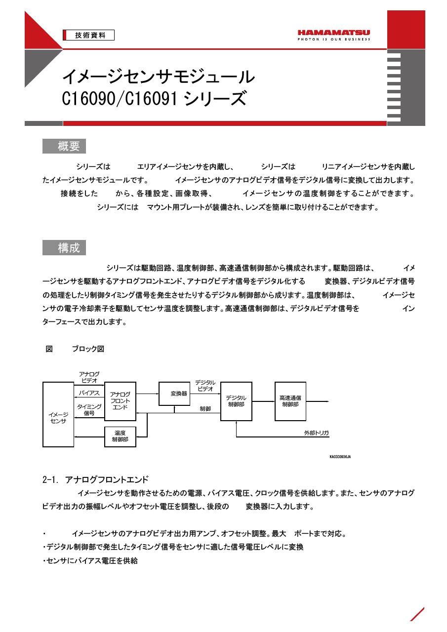 技術資料 / イメージセンサモジュール C16090/C16091シリーズ