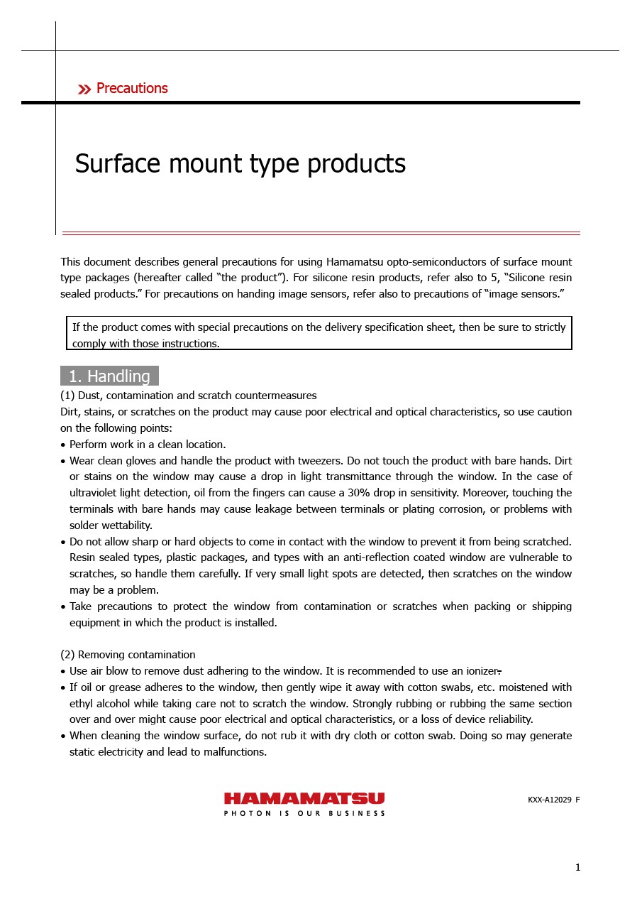 Precautions / sourface_mount