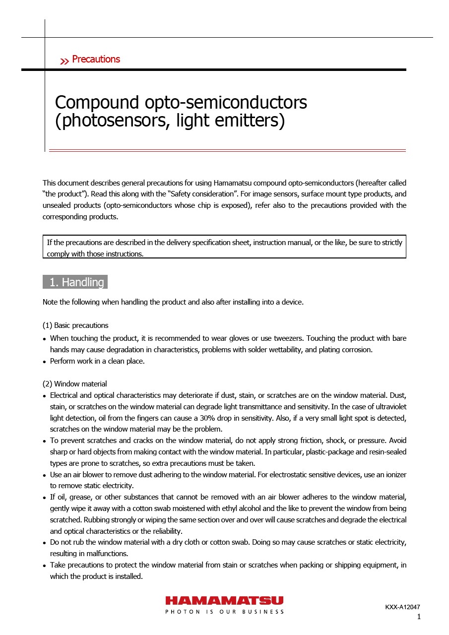 Precautions / compound_opto-semiconductor
