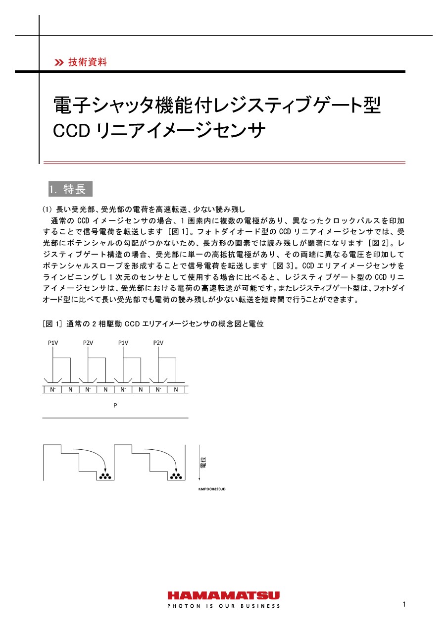 技術資料 / 電子シャッタ機能付レジスティブゲート型CCDリニアイメージセンサ