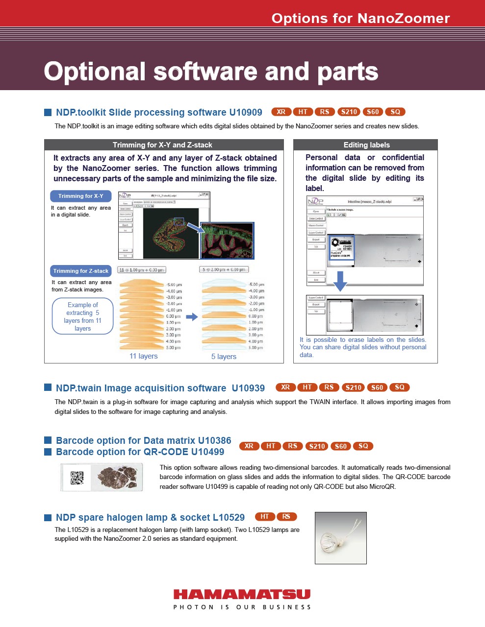 Optional software and parts (NanoZoomer)