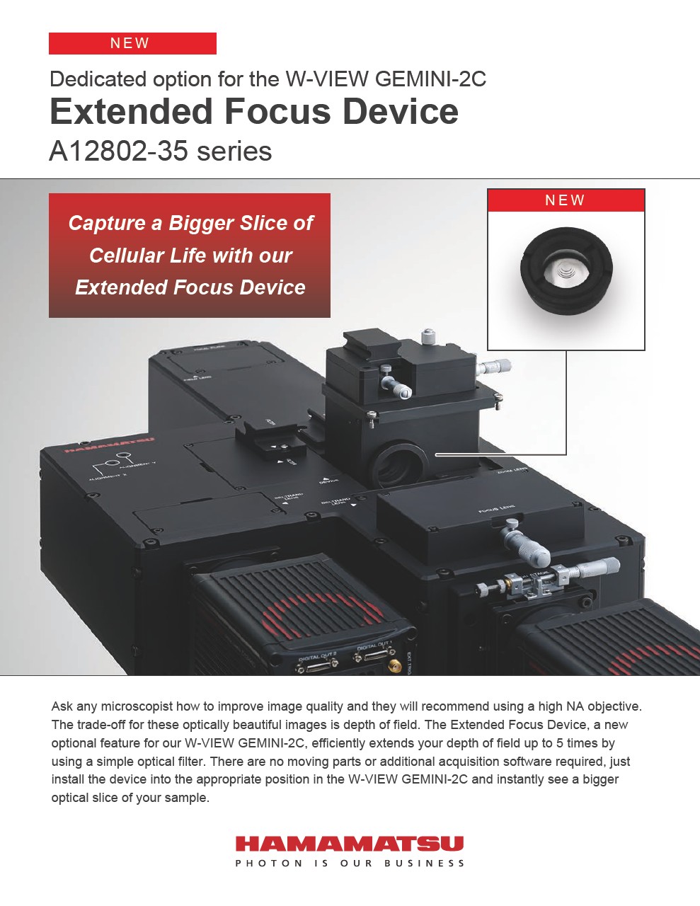 Dedicated option for the W-VIEW GEMINI-2C Extended Focus Device A12802-35 series
