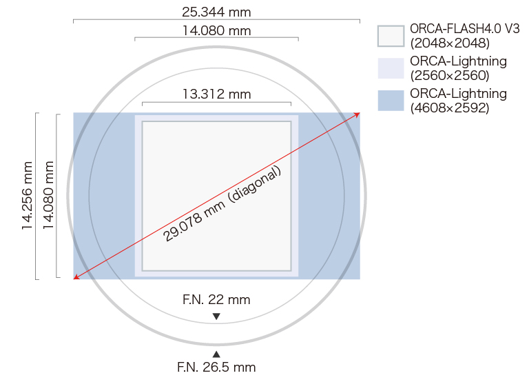 C14120-20P Comparison of sensor size