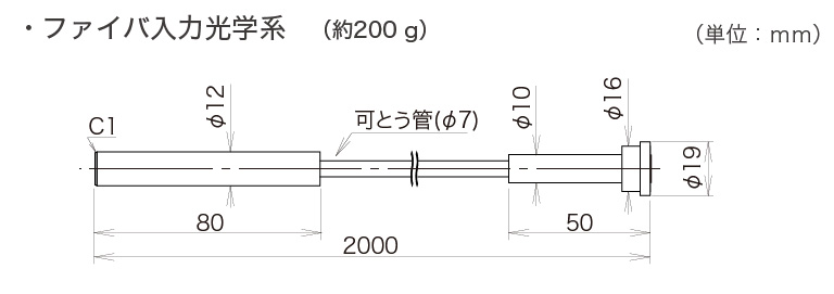 ファイバ入力光学系 外形寸法図