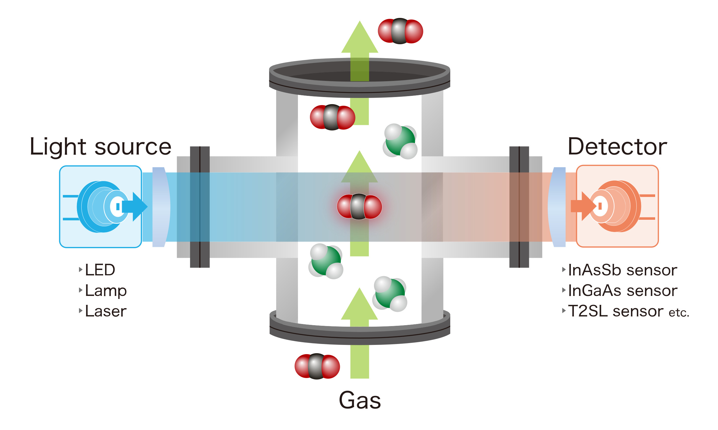 A schematic of a gas sensor