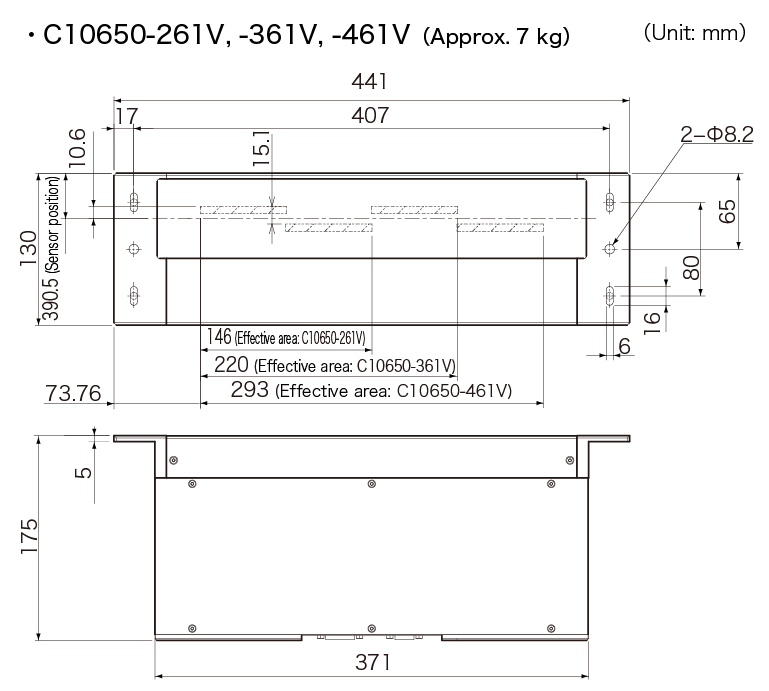 c10650-261v/361v/461v dimensional outline