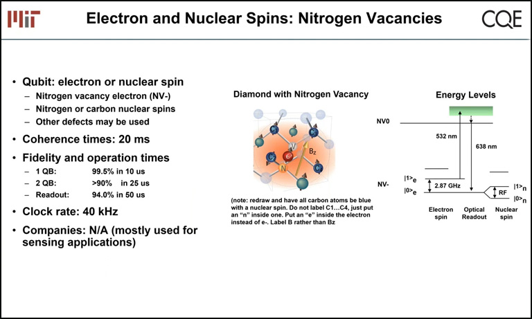 Electron and nuclear spins: Nitrogen vacancies