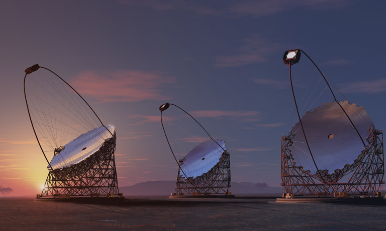 CTA experiment (Cherenkov Telescope Array) Gamma-ray telescope experiment (Photo courtesy of Mr. Akihiro Ikeshita)