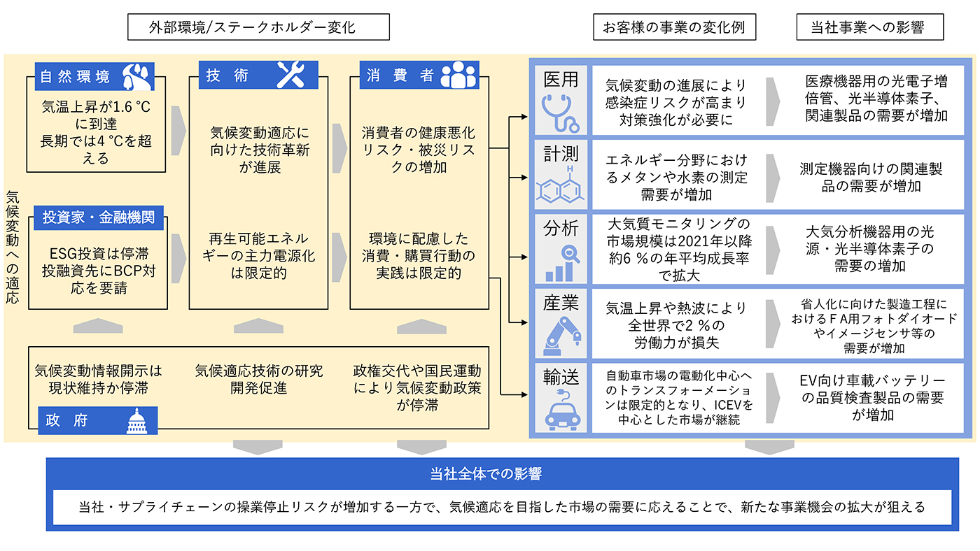 気候変動による影響に対するシナリオ（4℃のケース）