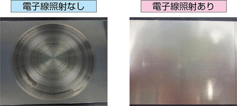 フッ素樹脂コートへの電子線照射比較
