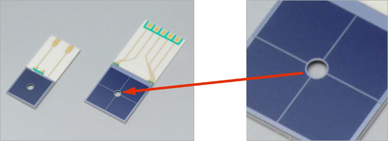 special processing applied to Si photodiodes - example through-hole formation