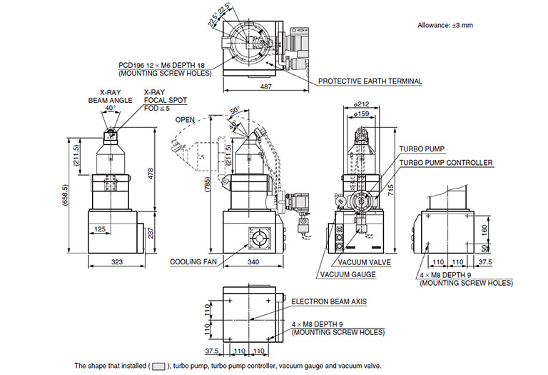Dimensional outline X-RAY TUBE UNIT L10802